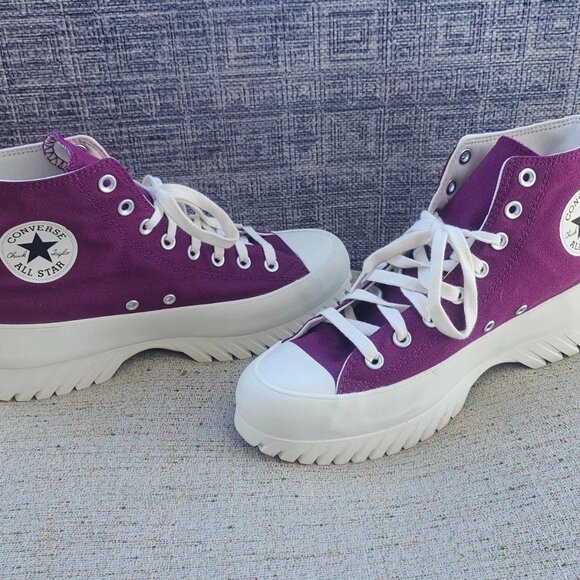 Converse All Stars Shoes - Converse Unisex Shoes Platform Sneaker Plum Canvas Lace Up Shoes Size 9.5M 11.5W